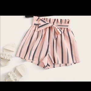 SHEIN Pink Paperbag Waist Shorts